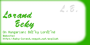 lorand beky business card